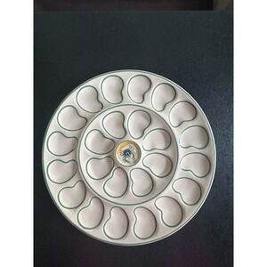 Henriot Quimper Hand Painted Ceramic Crab motif Oyster Plate holding 24 oysters
